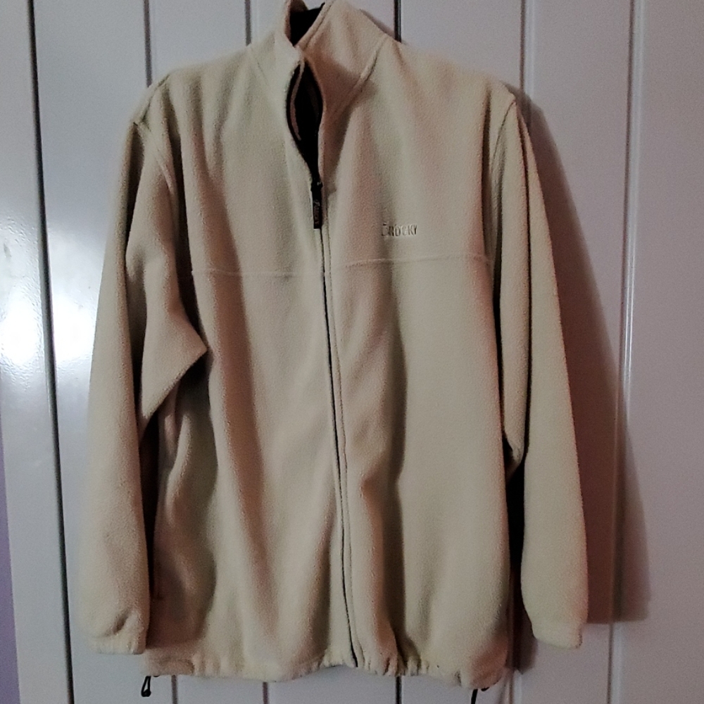 Mens Fleece Size Large Rocky Zip up Tan Jacket